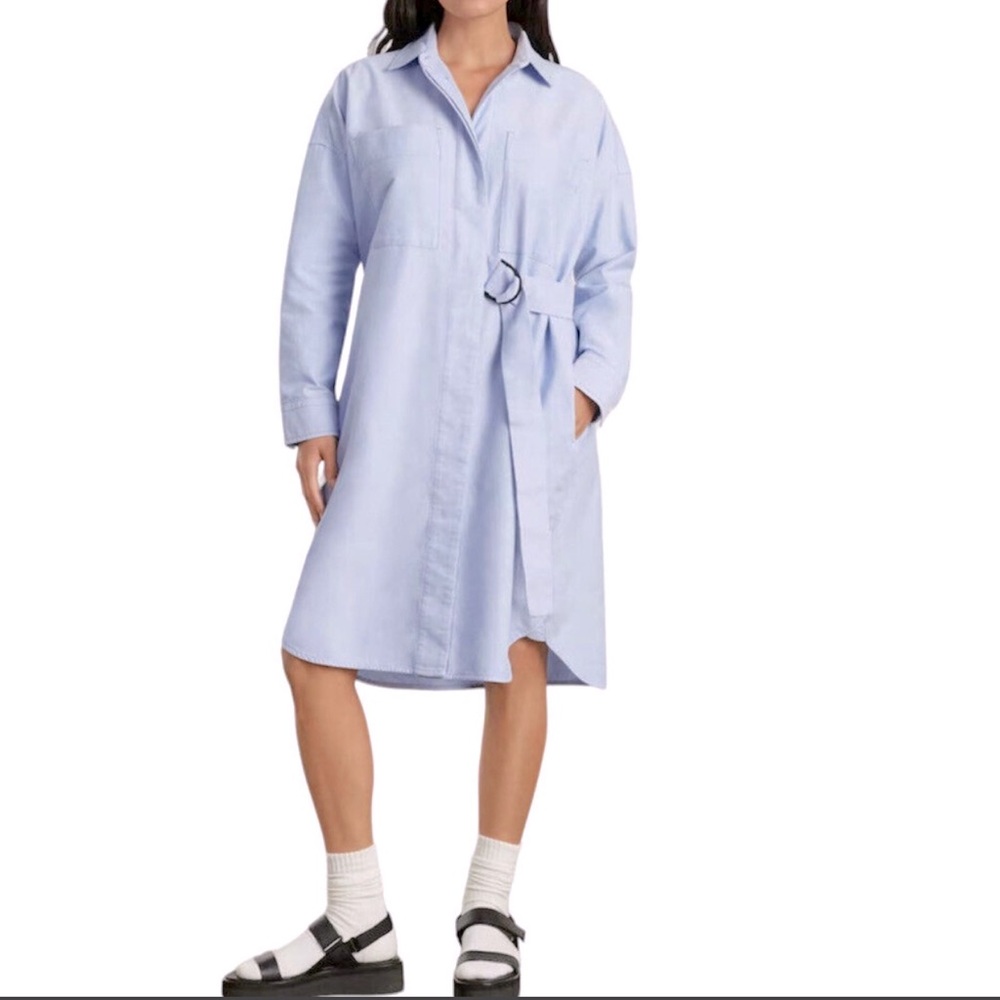 EVERLANE THE OXFORD SHIRTDRESS SIZE L 100% ORGANIC COTTON